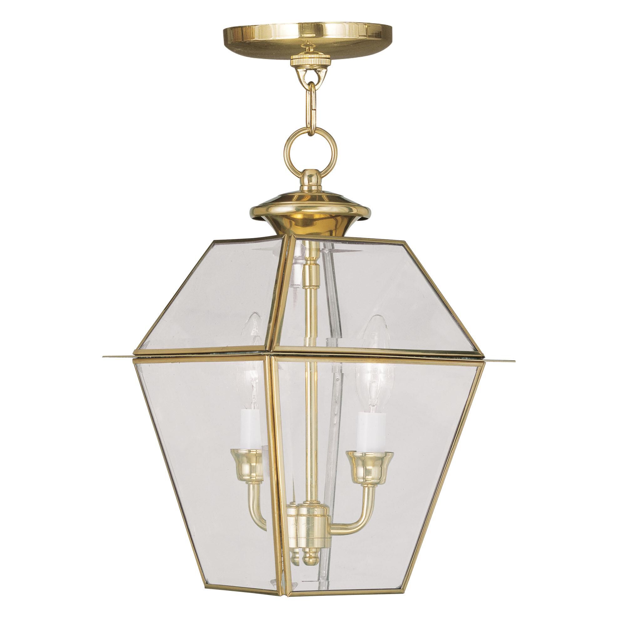 Shown in Polished Brass finish and Clear Beveled glass